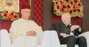 Cardinal Theodore E. McCarrick, retired archbishop of Washington, speaks alongside Sheik Abdallah Bin Bayyah  during the Marrakesh conference on the rights of religious minorities in the Muslim world, in Morocco Jan. 27. (CNS photo/Azure Agency) See MOROCCO-MARRAKESH-DECLARATION Jan. 27, 2016.